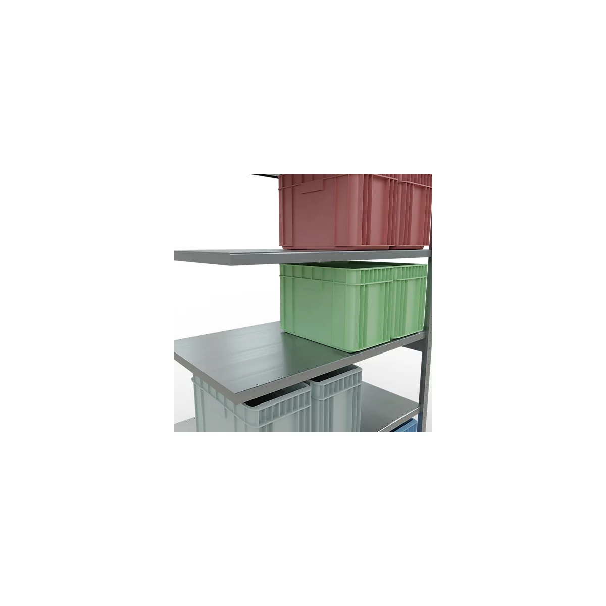 Schulte Lagertechnik Système de rayonnage à tablettes emboîtable MULTIplus 250, rayonnage annexe, verrou de longueur, 2500x1300x800 mm, 6 tablettes, galvanisé