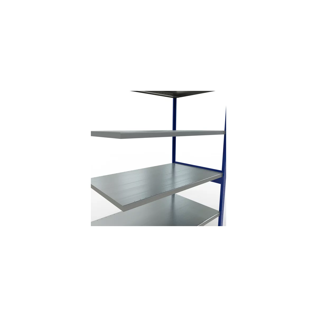 Schulte Lagertechnik Système de rayonnage à tablettes emboîtable MULTIplus 250, rayonnage annexe, verrou de longueur, 2500x1300x800 mm, 6 tablettes, gris clair