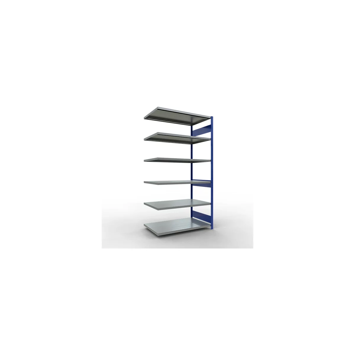 Schulte Lagertechnik Système de rayonnage à tablettes emboîtable MULTIplus 250, rayonnage annexe, verrou de longueur, 2500x1300x800 mm, 6 tablettes, gris clair