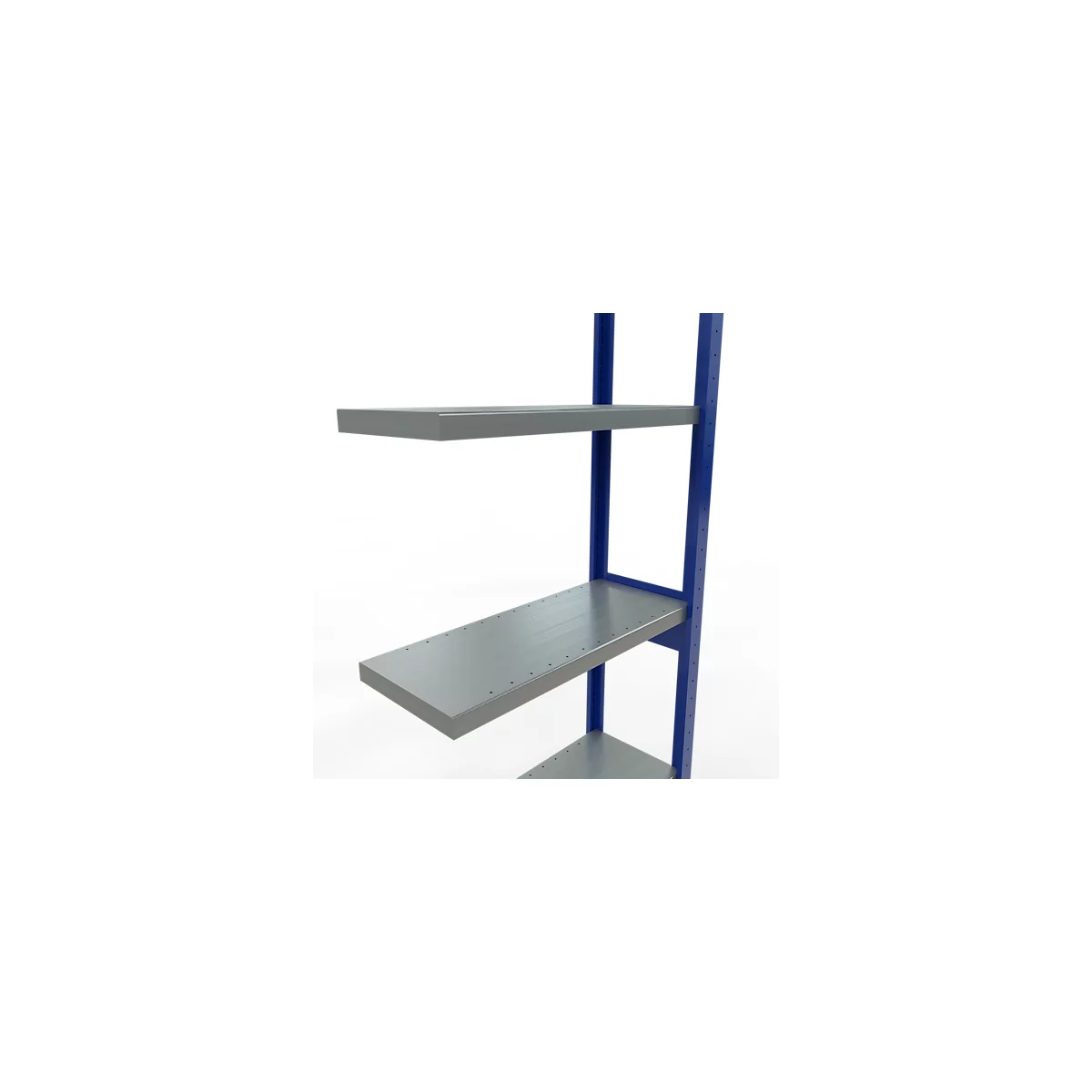 Schulte Lagertechnik Système de rayonnage à tablettes emboîtable MULTIplus 250, rayonnage annexe, verrou de longueur, 2500x750x300 mm, 6 tablettes, bleu gentiane/galvanisé