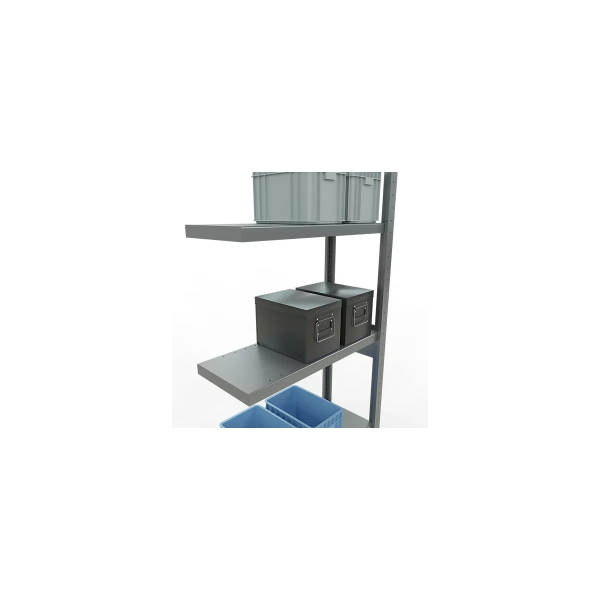 Schulte Lagertechnik Système de rayonnage à tablettes emboîtable MULTIplus 250, rayonnage annexe, verrou de longueur, 2500x750x300 mm, 6 tablettes, galvanisé