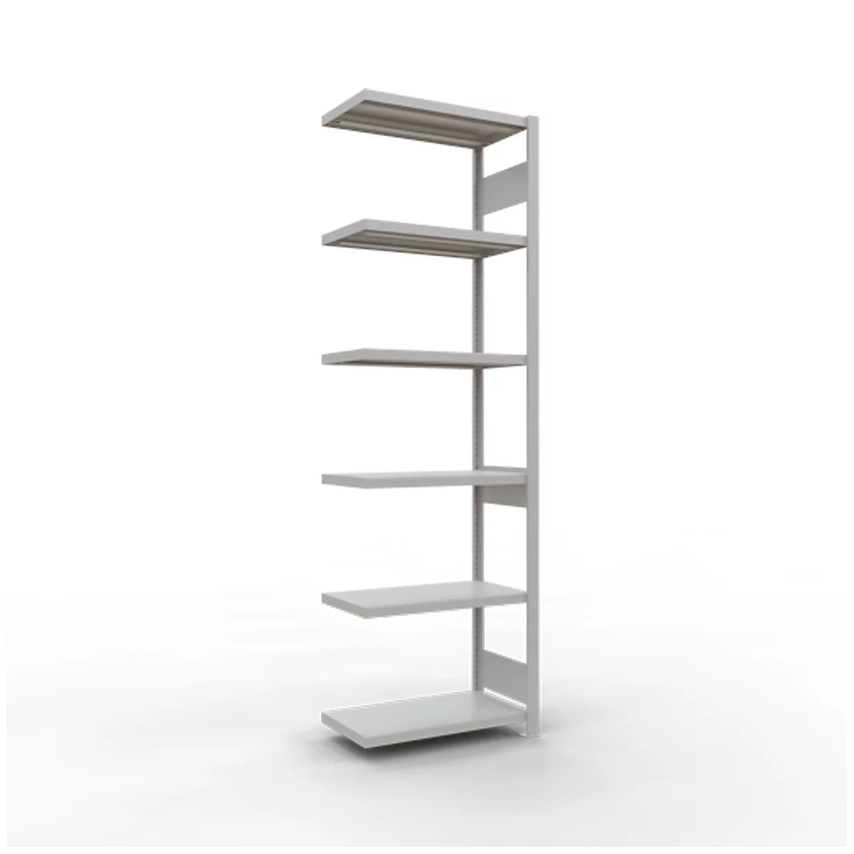 Schulte Lagertechnik Système de rayonnage à tablettes emboîtable MULTIplus 250, rayonnage annexe, verrou de longueur, 2500x750x300 mm, 6 tablettes, gris clair