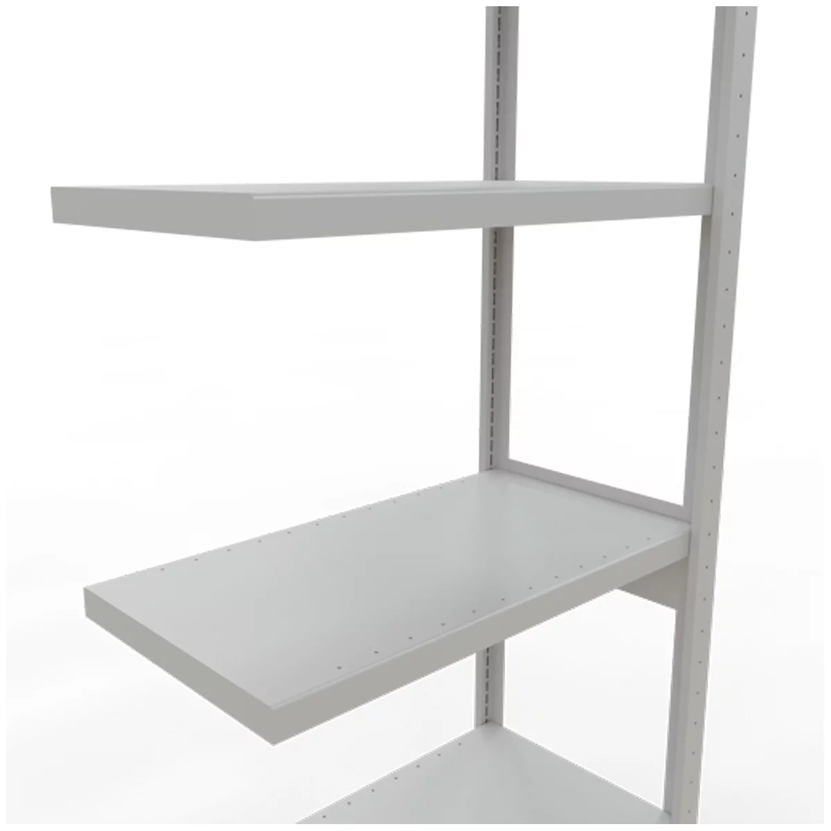 Schulte Lagertechnik Système de rayonnage à tablettes emboîtable MULTIplus 250, rayonnage annexe, verrou de longueur, 2500x750x300 mm, 6 tablettes, gris clair