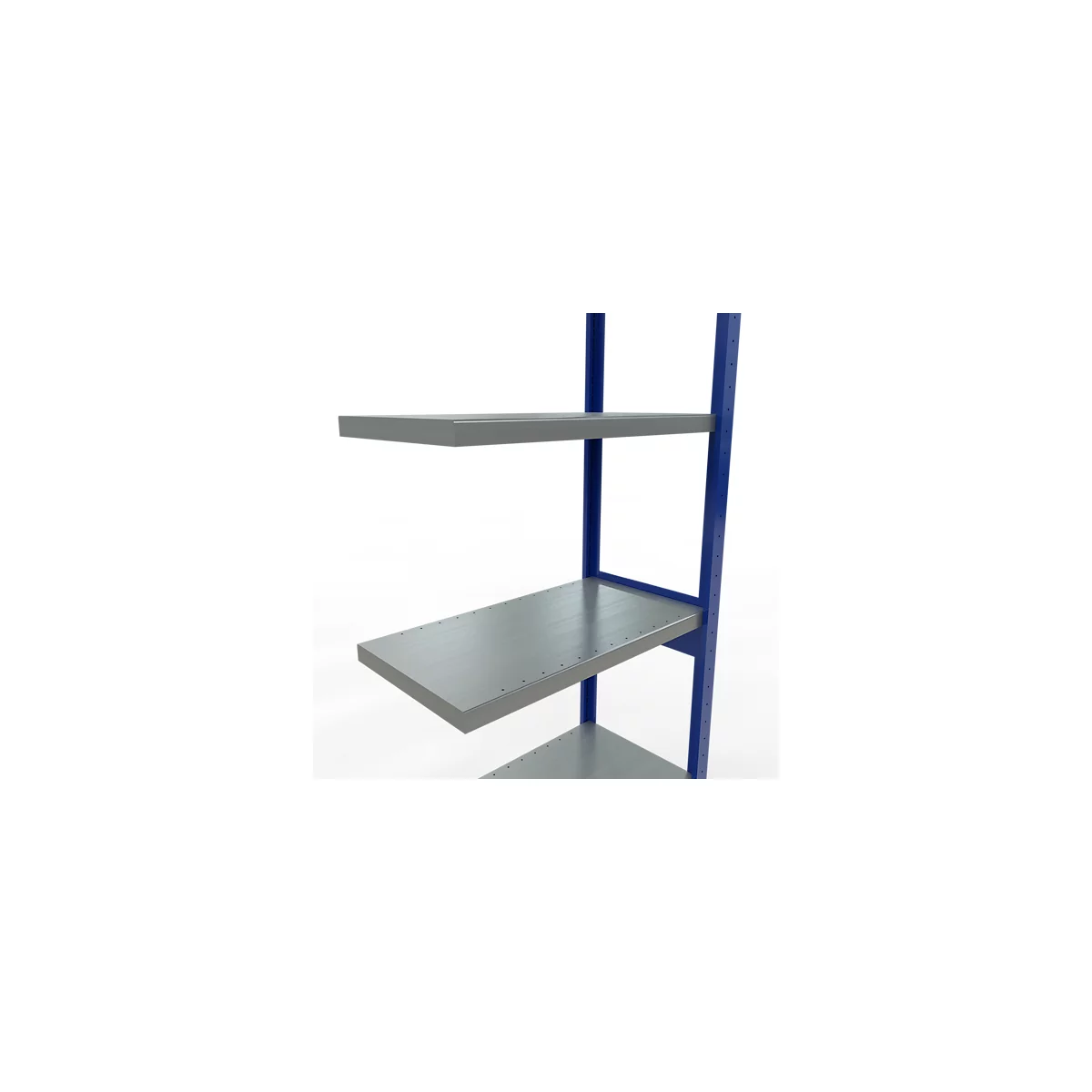 Schulte Lagertechnik Système de rayonnage à tablettes emboîtable MULTIplus 250, rayonnage annexe, verrou de longueur, 2500x750x400 mm, 6 tablettes, bleu gentiane/galvanisé