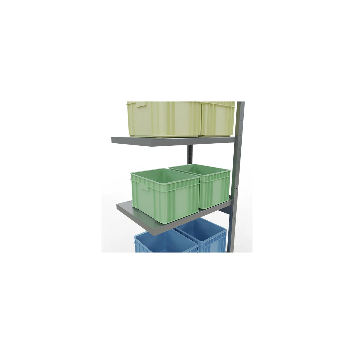 Schulte Lagertechnik Système de rayonnage à tablettes emboîtable MULTIplus 250, rayonnage annexe, verrou de longueur, 2500x750x500 mm, 6 tablettes, galvanisé