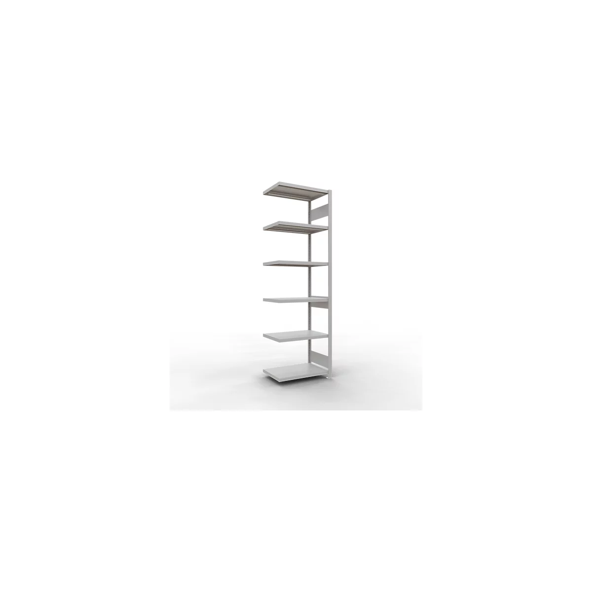 Schulte Lagertechnik Système de rayonnage à tablettes emboîtable MULTIplus 250, rayonnage annexe, verrou de longueur, 2500x750x500 mm, 6 tablettes, gris clair