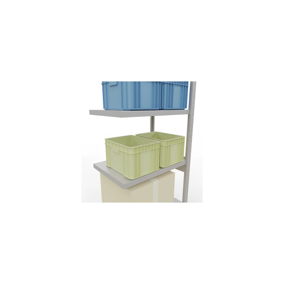 Schulte Lagertechnik Système de rayonnage à tablettes emboîtable MULTIplus 250, rayonnage annexe, verrou de longueur, 2500x750x500 mm, 6 tablettes, gris clair