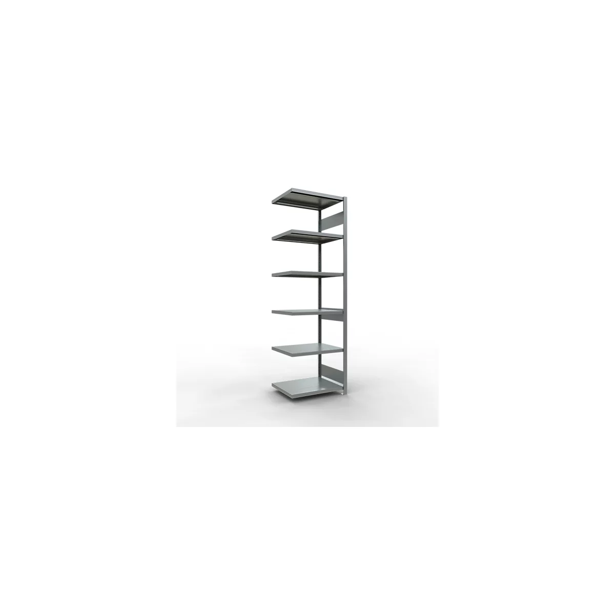 Schulte Lagertechnik Système de rayonnage à tablettes emboîtable MULTIplus 250, rayonnage annexe, verrou de longueur, 2500x750x600 mm, 6 tablettes, galvanisé