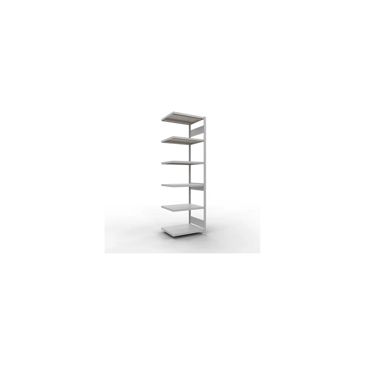 Schulte Lagertechnik Système de rayonnage à tablettes emboîtable MULTIplus 250, rayonnage annexe, verrou de longueur, 2500x750x600 mm, 6 tablettes, gris clair