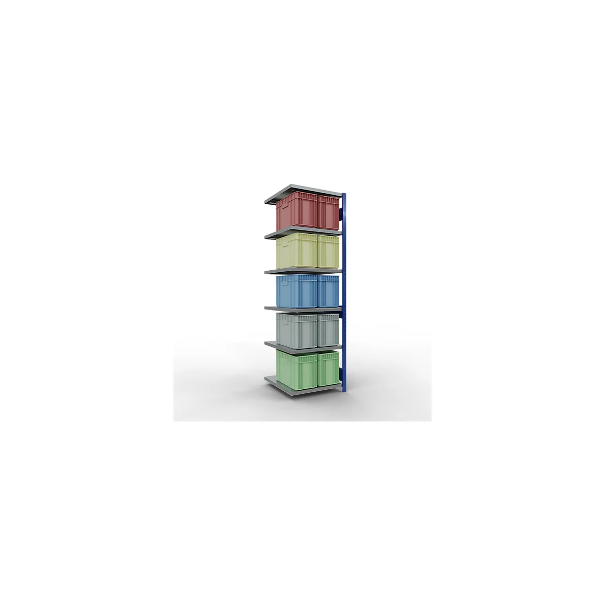 Schulte Lagertechnik Système de rayonnage à tablettes emboîtable MULTIplus 250, rayonnage annexe, verrou de longueur, 2500x750x800 mm, 6 tablettes, bleu gentiane/galvanisé