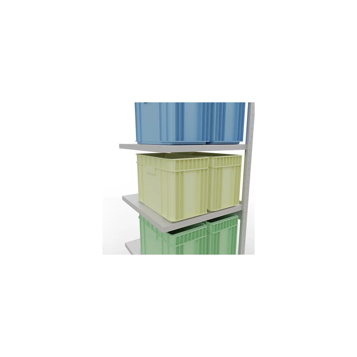 Schulte Lagertechnik Système de rayonnage à tablettes emboîtable MULTIplus 250, rayonnage annexe, verrou de longueur, 2500x750x800 mm, 6 tablettes, gris clair