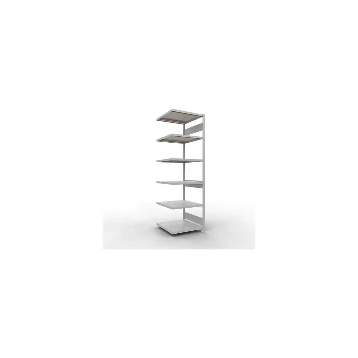 Schulte Lagertechnik Système de rayonnage à tablettes emboîtable MULTIplus 250, rayonnage annexe, verrou de longueur, 2500x750x800 mm, 6 tablettes, gris clair