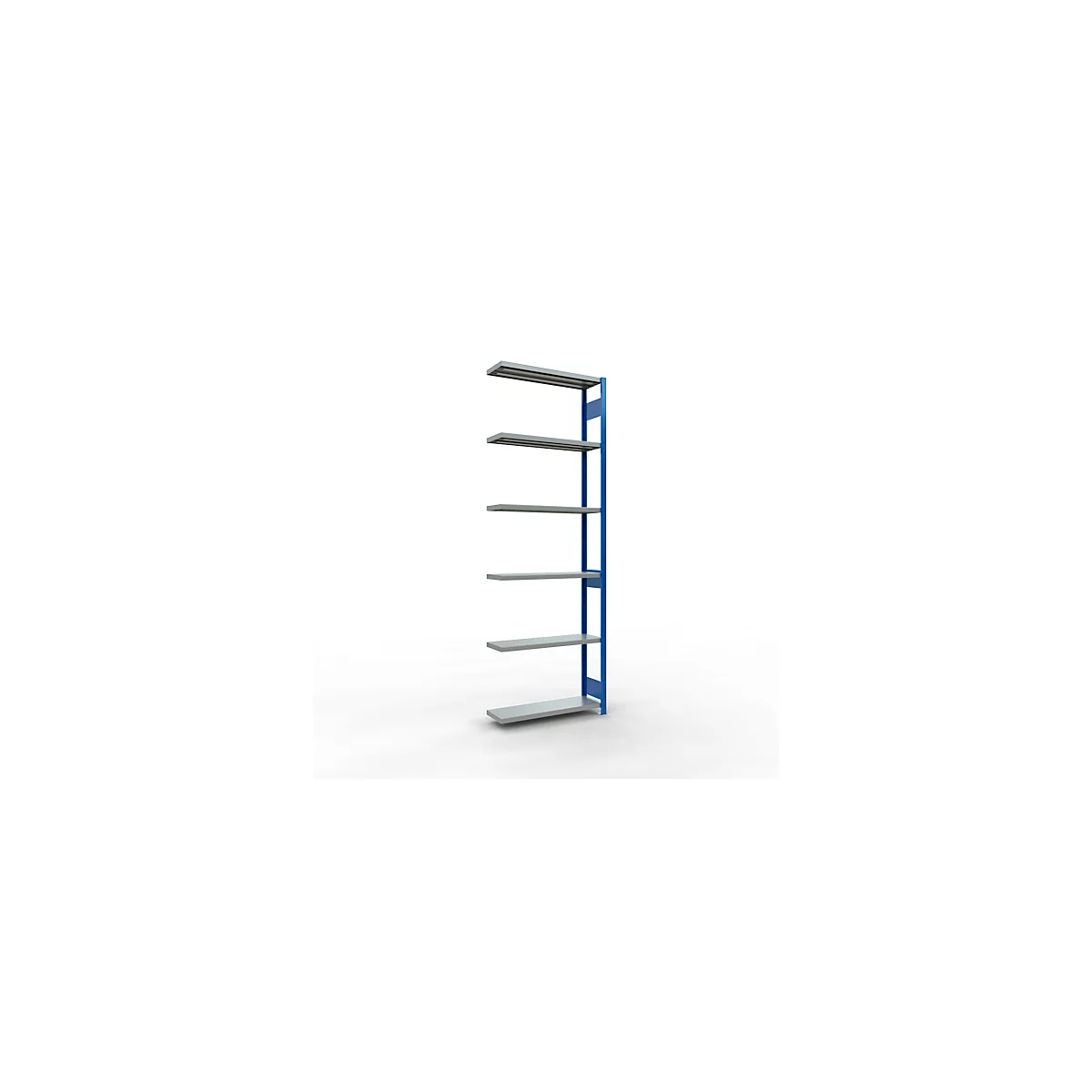 Schulte Lagertechnik Système de rayonnage à tablettes emboîtable MULTIplus 250, rayonnage annexe, verrou de longueur, 3000x1000x300 mm, 7 tablettes, bleu gentiane/galvanisé