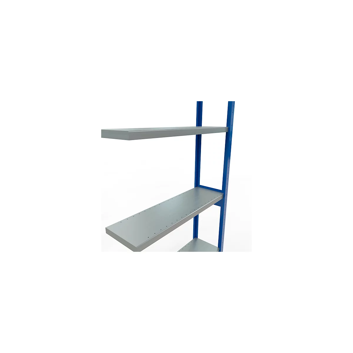Schulte Lagertechnik Système de rayonnage à tablettes emboîtable MULTIplus 250, rayonnage annexe, verrou de longueur, 3000x1000x300 mm, 7 tablettes, bleu gentiane/galvanisé