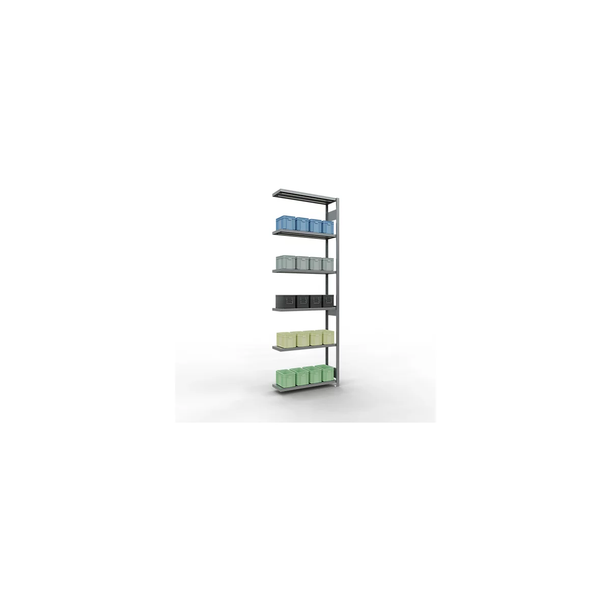 Schulte Lagertechnik Système de rayonnage à tablettes emboîtable MULTIplus 250, rayonnage annexe, verrou de longueur, 3000x1000x300 mm, 7 tablettes, galvanisé