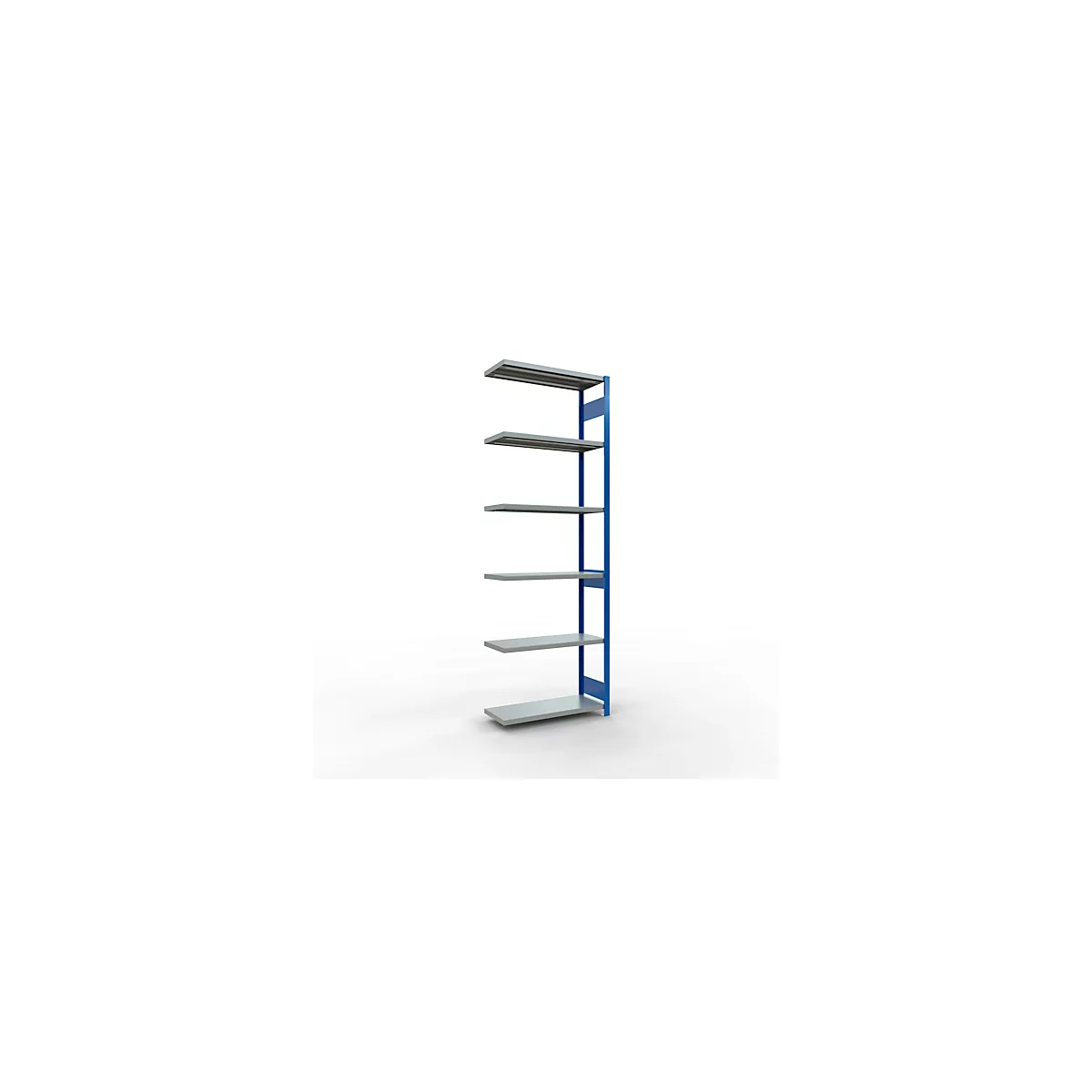 Schulte Lagertechnik Système de rayonnage à tablettes emboîtable MULTIplus 250, rayonnage annexe, verrou de longueur, 3000x1000x400 mm, 7 tablettes, bleu gentiane/galvanisé
