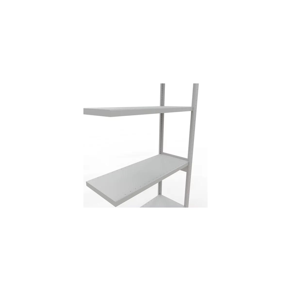 Schulte Lagertechnik Système de rayonnage à tablettes emboîtable MULTIplus 250, rayonnage annexe, verrou de longueur, 3000x1000x400 mm, 7 tablettes, gris clair