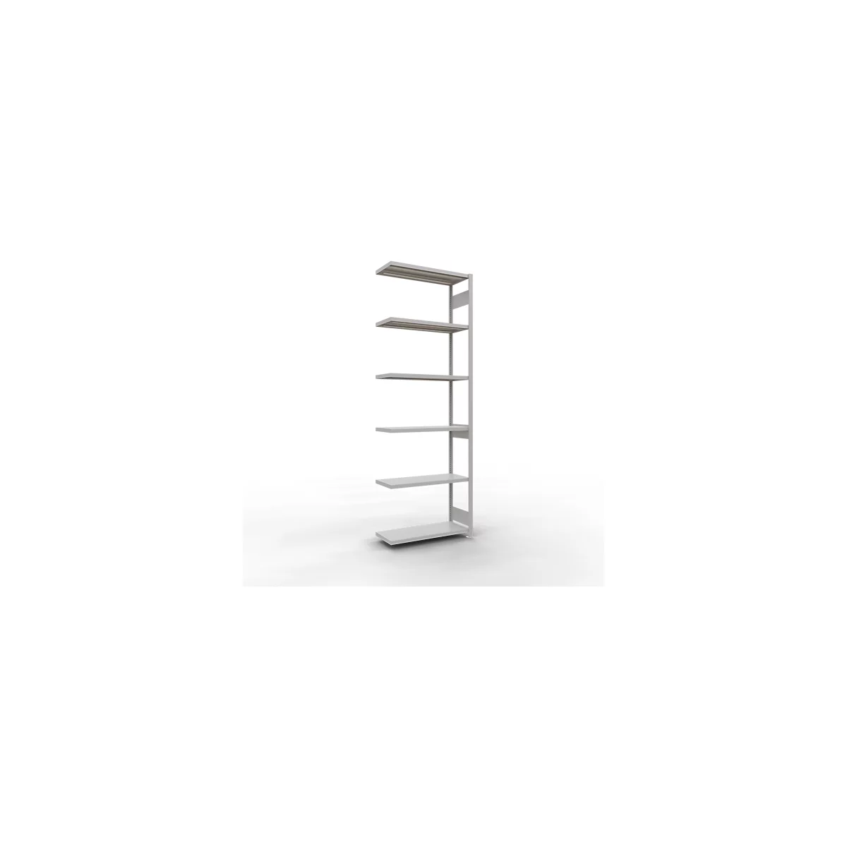 Schulte Lagertechnik Système de rayonnage à tablettes emboîtable MULTIplus 250, rayonnage annexe, verrou de longueur, 3000x1000x400 mm, 7 tablettes, gris clair