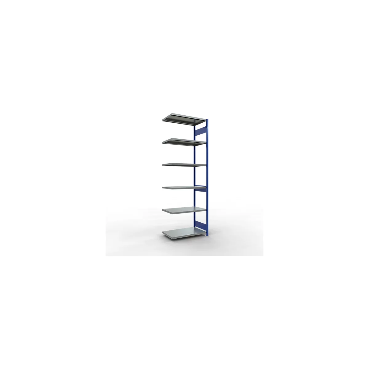 Schulte Lagertechnik Système de rayonnage à tablettes emboîtable MULTIplus 250, rayonnage annexe, verrou de longueur, 3000x1000x600 mm, 7 tablettes, bleu gentiane/galvanisé