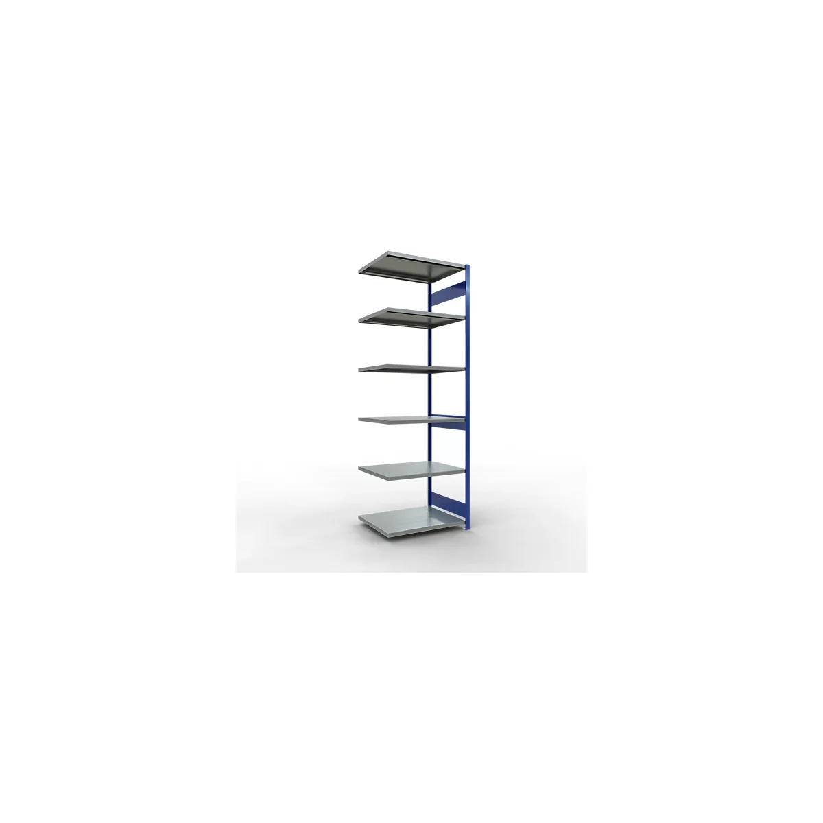 Schulte Lagertechnik Système de rayonnage à tablettes emboîtable MULTIplus 250, rayonnage annexe, verrou de longueur, 3000x1000x800 mm, 7 tablettes, bleu gentiane/galvanisé