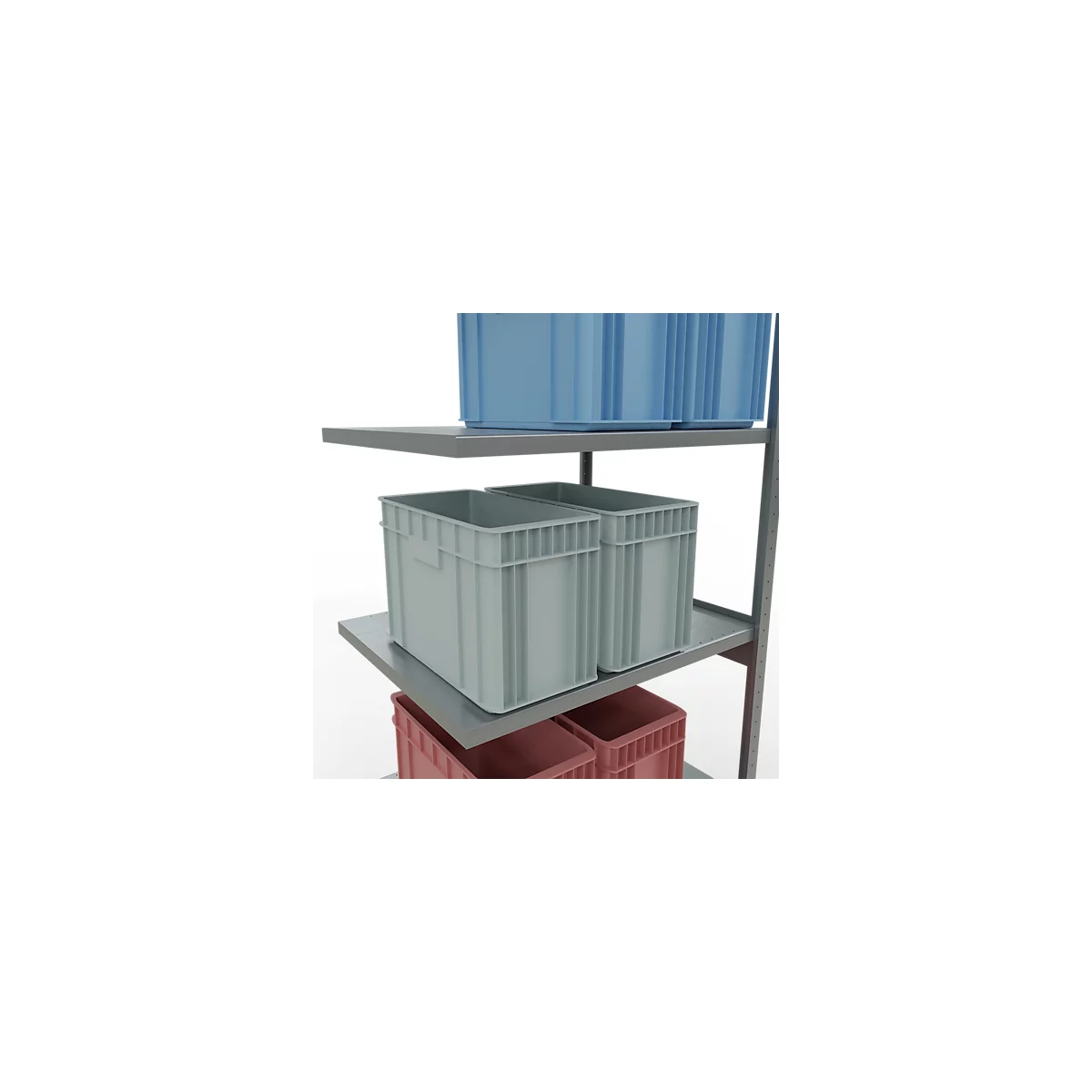 Schulte Lagertechnik Système de rayonnage à tablettes emboîtable MULTIplus 250, rayonnage annexe, verrou de longueur, 3000x1000x800 mm, 7 tablettes, galvanisé