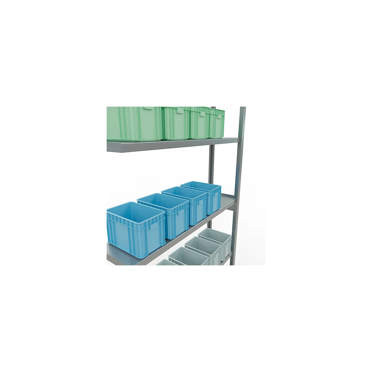 Schulte Lagertechnik Système de rayonnage à tablettes emboîtable MULTIplus 250, rayonnage annexe, verrou de longueur, 3000x1300x300 mm, 7 tablettes, galvanisé