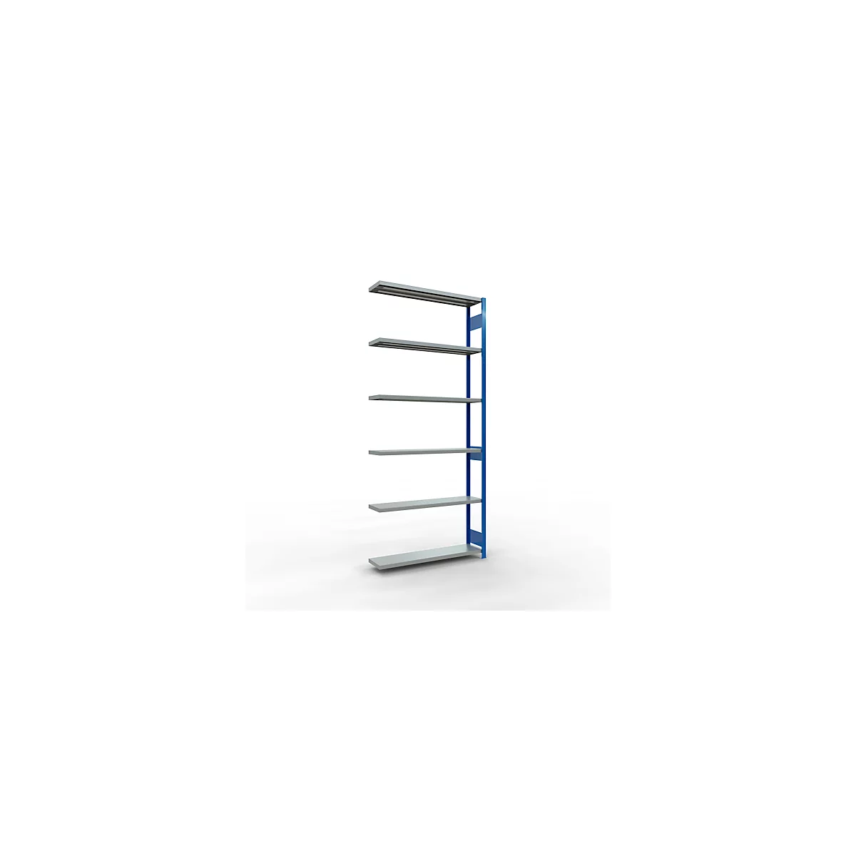 Schulte Lagertechnik Système de rayonnage à tablettes emboîtable MULTIplus 250, rayonnage annexe, verrou de longueur, 3000x1300x300 mm, 7 tablettes, gris clair