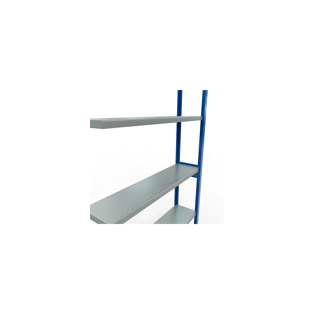 Schulte Lagertechnik Système de rayonnage à tablettes emboîtable MULTIplus 250, rayonnage annexe, verrou de longueur, 3000x1300x300 mm, 7 tablettes, gris clair
