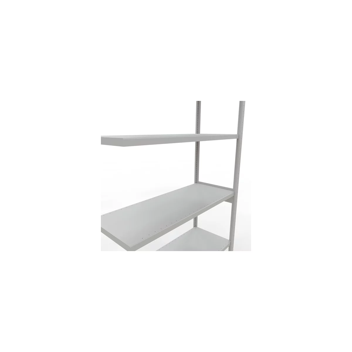 Schulte Lagertechnik Système de rayonnage à tablettes emboîtable MULTIplus 250, rayonnage annexe, verrou de longueur, 3000x1300x500 mm, 7 tablettes, gris clair