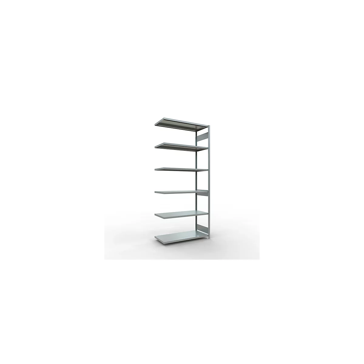Schulte Lagertechnik Système de rayonnage à tablettes emboîtable MULTIplus 250, rayonnage annexe, verrou de longueur, 3000x1300x600 mm, 7 tablettes, galvanisé