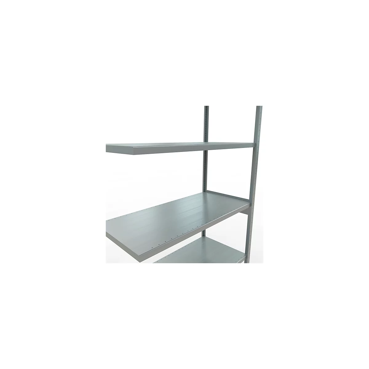 Schulte Lagertechnik Système de rayonnage à tablettes emboîtable MULTIplus 250, rayonnage annexe, verrou de longueur, 3000x1300x600 mm, 7 tablettes, galvanisé