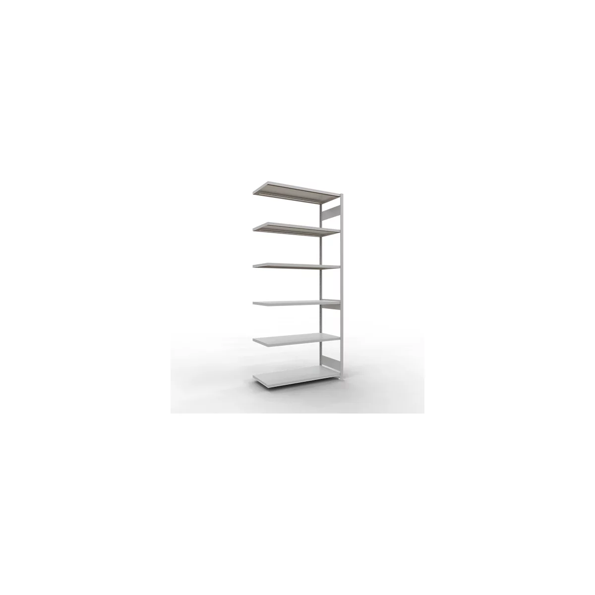 Schulte Lagertechnik Système de rayonnage à tablettes emboîtable MULTIplus 250, rayonnage annexe, verrou de longueur, 3000x1300x600 mm, 7 tablettes, gris clair
