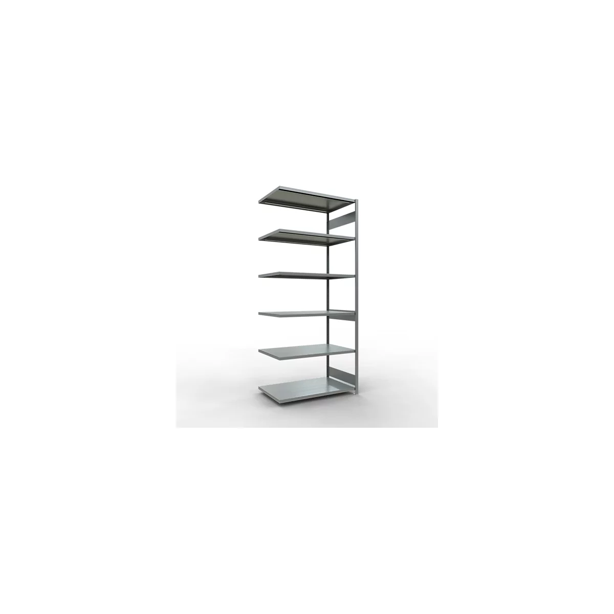 Schulte Lagertechnik Système de rayonnage à tablettes emboîtable MULTIplus 250, rayonnage annexe, verrou de longueur, 3000x1300x800 mm, 7 tablettes, galvanisé