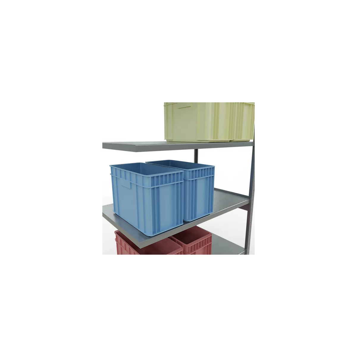 Schulte Lagertechnik Système de rayonnage à tablettes emboîtable MULTIplus 250, rayonnage annexe, verrou de longueur, 3000x1300x800 mm, 7 tablettes, galvanisé