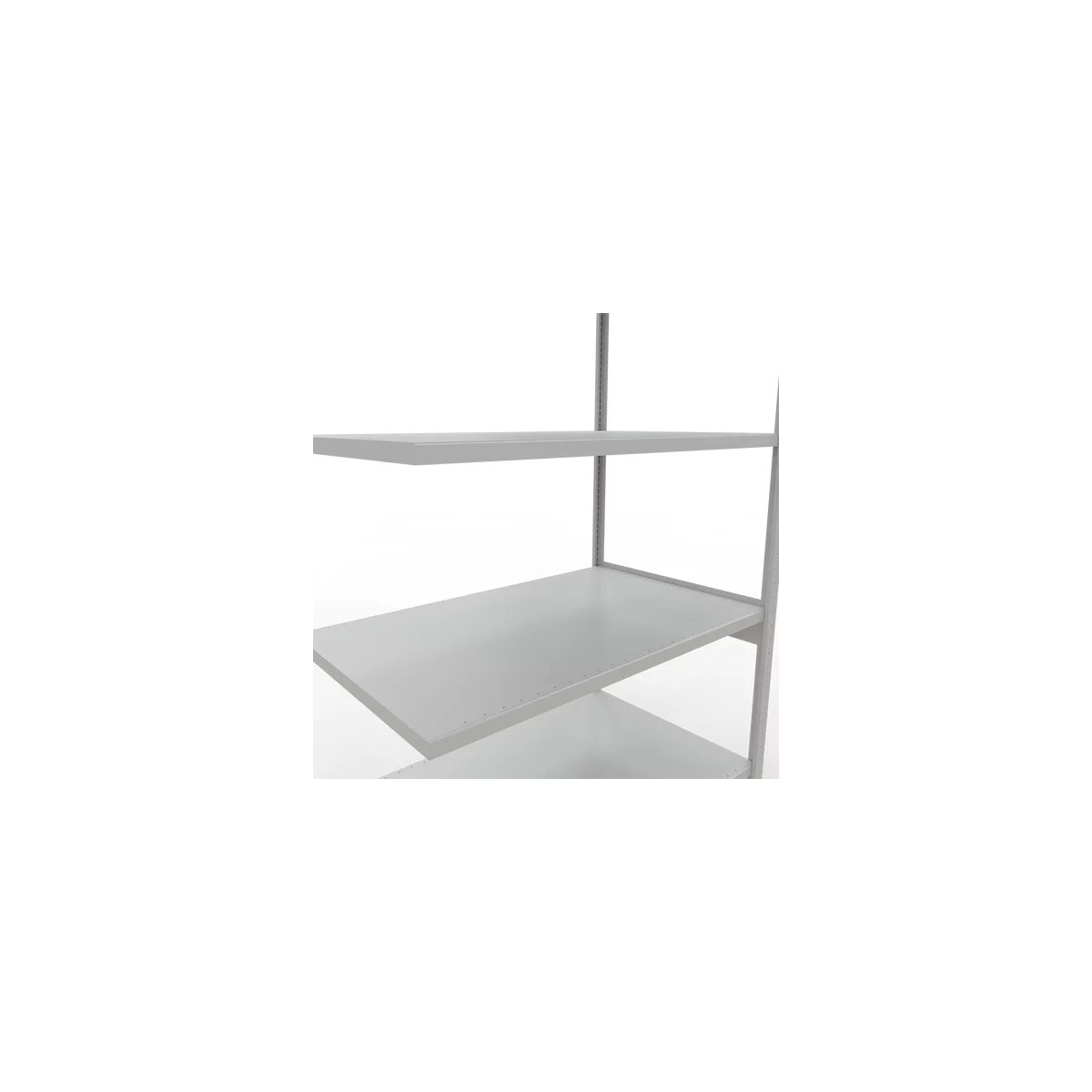 Schulte Lagertechnik Système de rayonnage à tablettes emboîtable MULTIplus 250, rayonnage annexe, verrou de longueur, 3000x1300x800 mm, 7 tablettes, gris clair