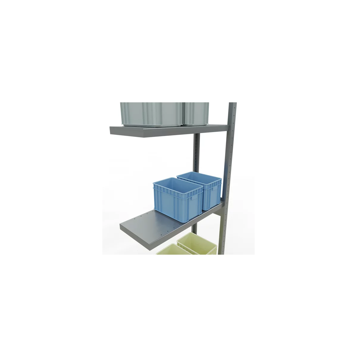 Schulte Lagertechnik Système de rayonnage à tablettes emboîtable MULTIplus 250, rayonnage annexe, verrou de longueur, 3000x750x300 mm, 7 tablettes, galvanisé