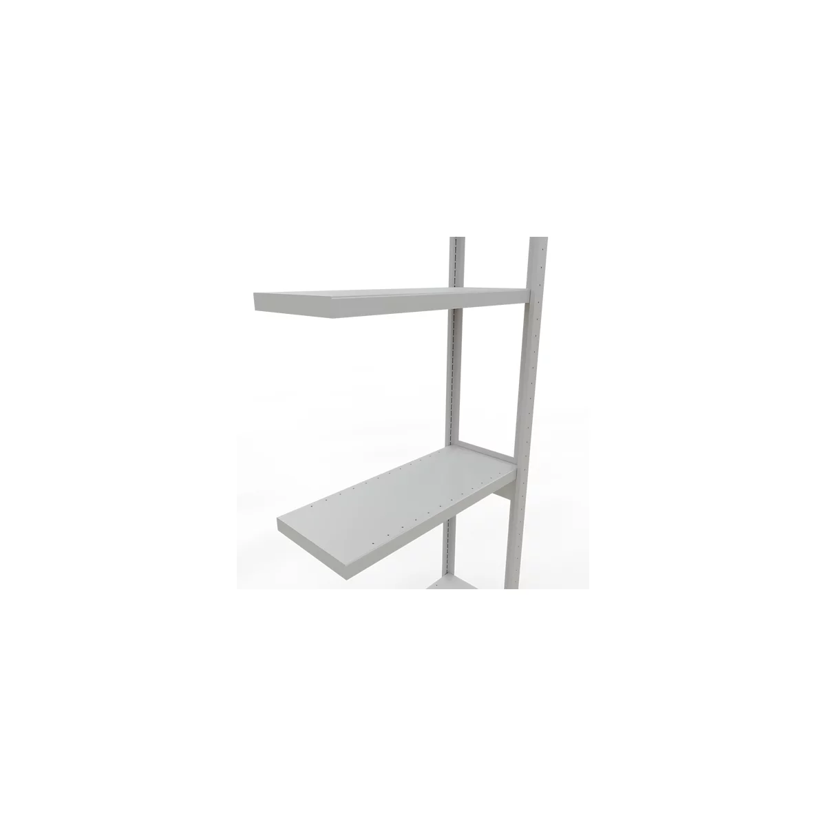 Schulte Lagertechnik Système de rayonnage à tablettes emboîtable MULTIplus 250, rayonnage annexe, verrou de longueur, 3000x750x300 mm, 7 tablettes, gris clair