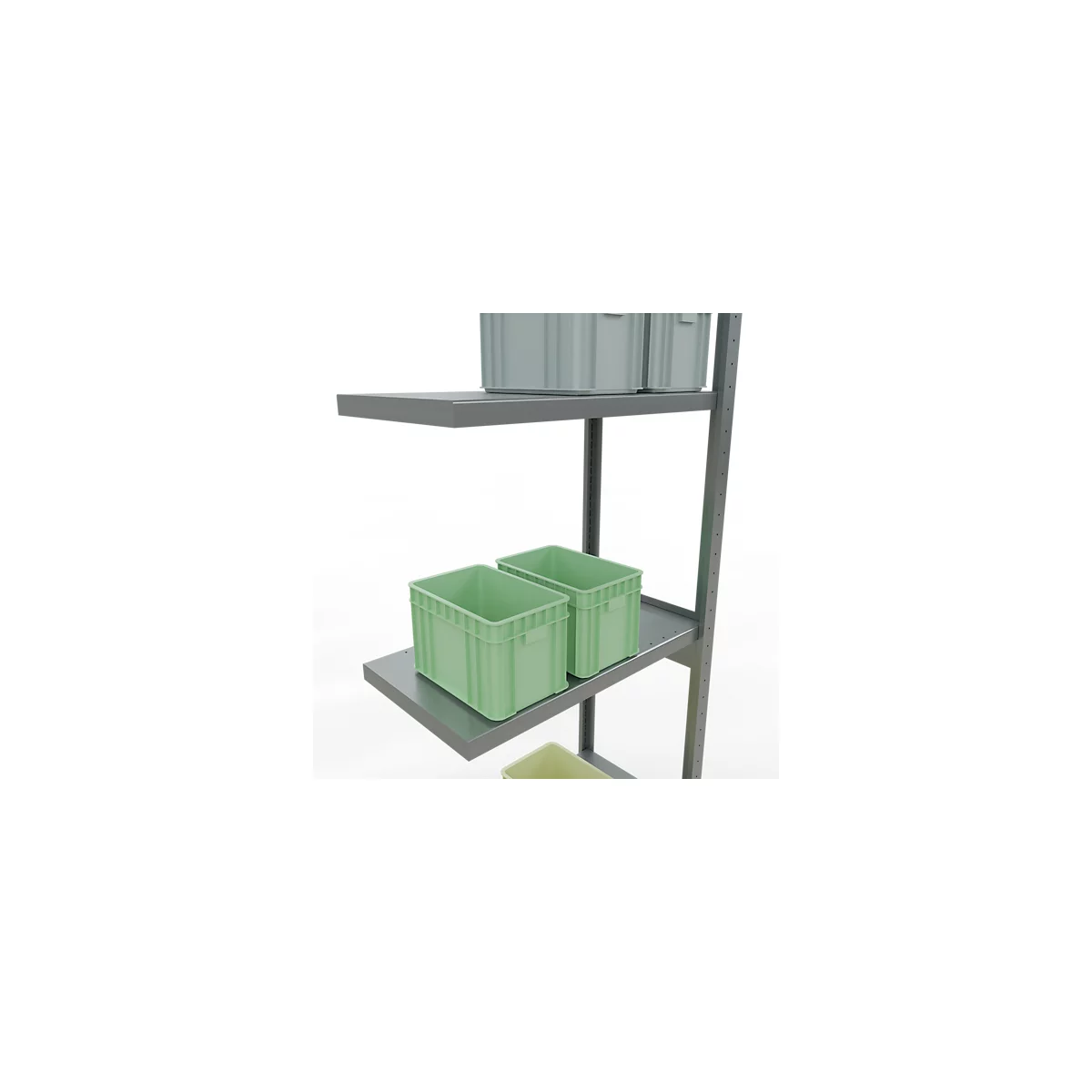 Schulte Lagertechnik Système de rayonnage à tablettes emboîtable MULTIplus 250, rayonnage annexe, verrou de longueur, 3000x750x400 mm, 7 tablettes, galvanisé