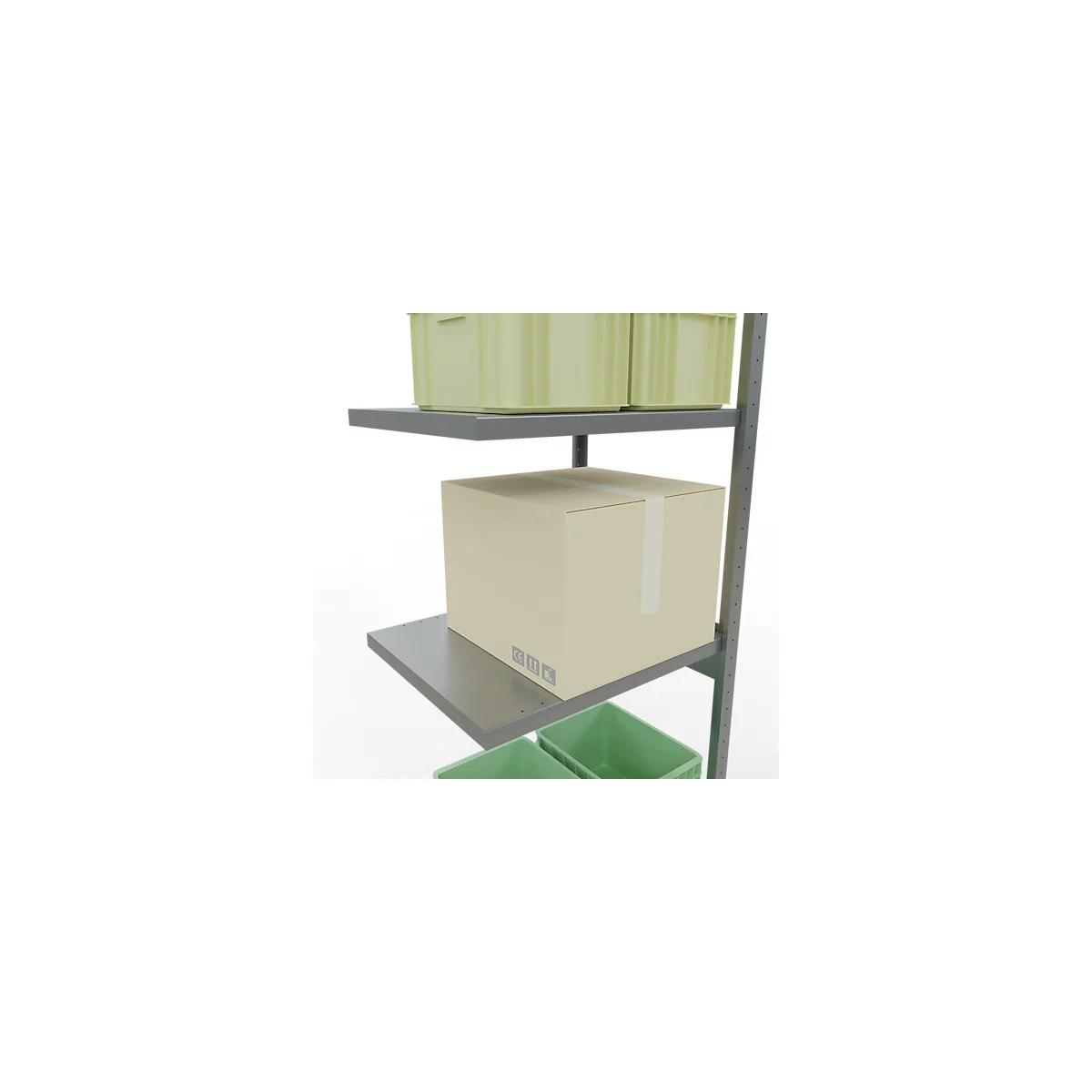 Schulte Lagertechnik Système de rayonnage à tablettes emboîtable MULTIplus 250, rayonnage annexe, verrou de longueur, 3000x750x600 mm, 7 tablettes, galvanisé