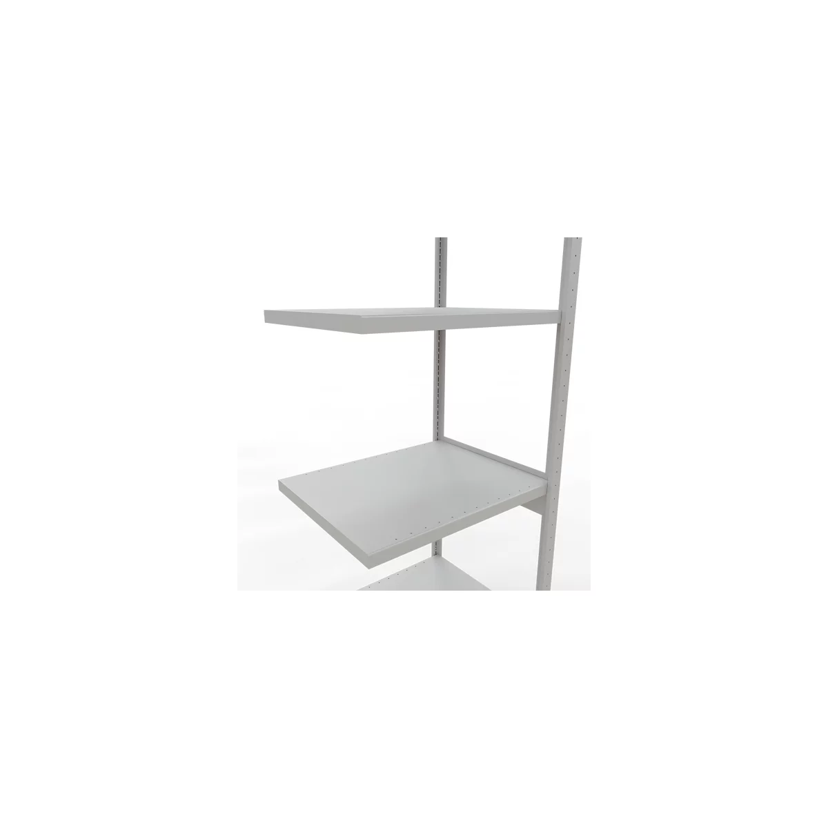 Schulte Lagertechnik Système de rayonnage à tablettes emboîtable MULTIplus 250, rayonnage annexe, verrou de longueur, 3000x750x600 mm, 7 tablettes, gris clair
