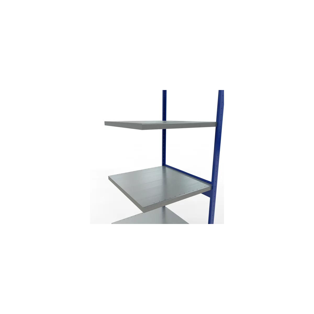 Schulte Lagertechnik Système de rayonnage à tablettes emboîtable MULTIplus 250, rayonnage annexe, verrou de longueur, 3000x750x800 mm, 7 tablettes, bleu gentiane/galvanisé