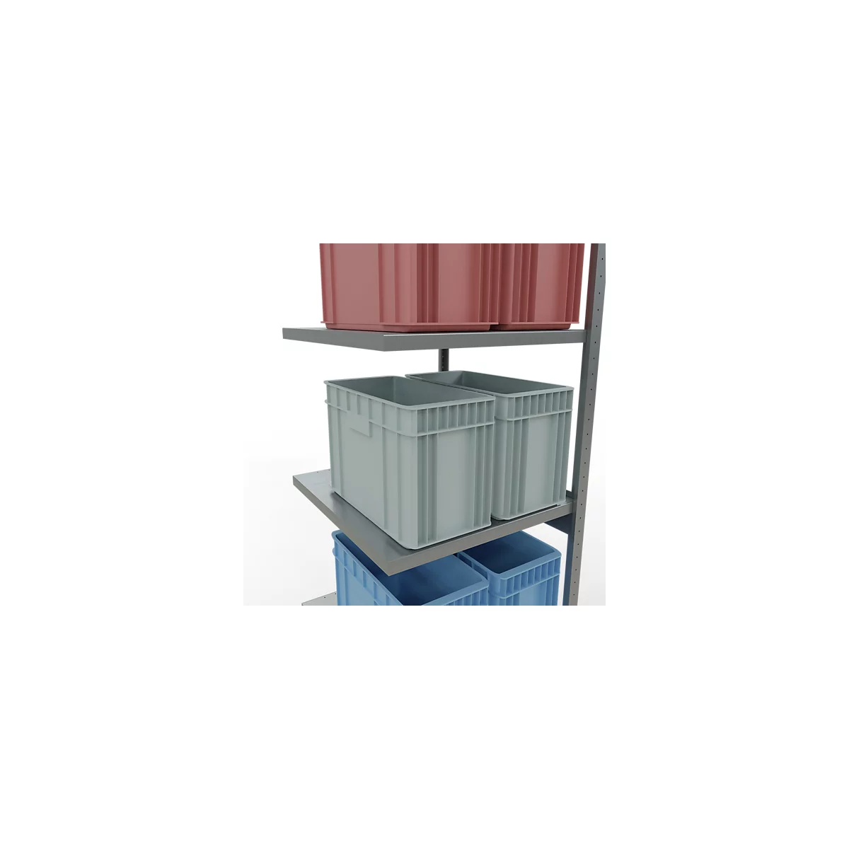 Schulte Lagertechnik Système de rayonnage à tablettes emboîtable MULTIplus 250, rayonnage annexe, verrou de longueur, 3000x750x800 mm, 7 tablettes, galvanisé