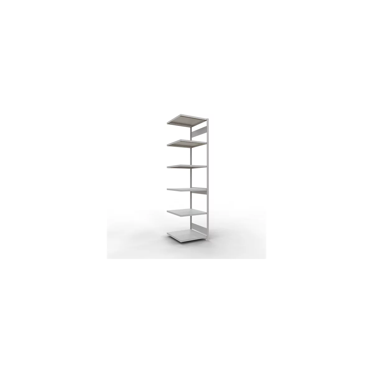 Schulte Lagertechnik Système de rayonnage à tablettes emboîtable MULTIplus 250, rayonnage annexe, verrou de longueur, 3000x750x800 mm, 7 tablettes, gris clair