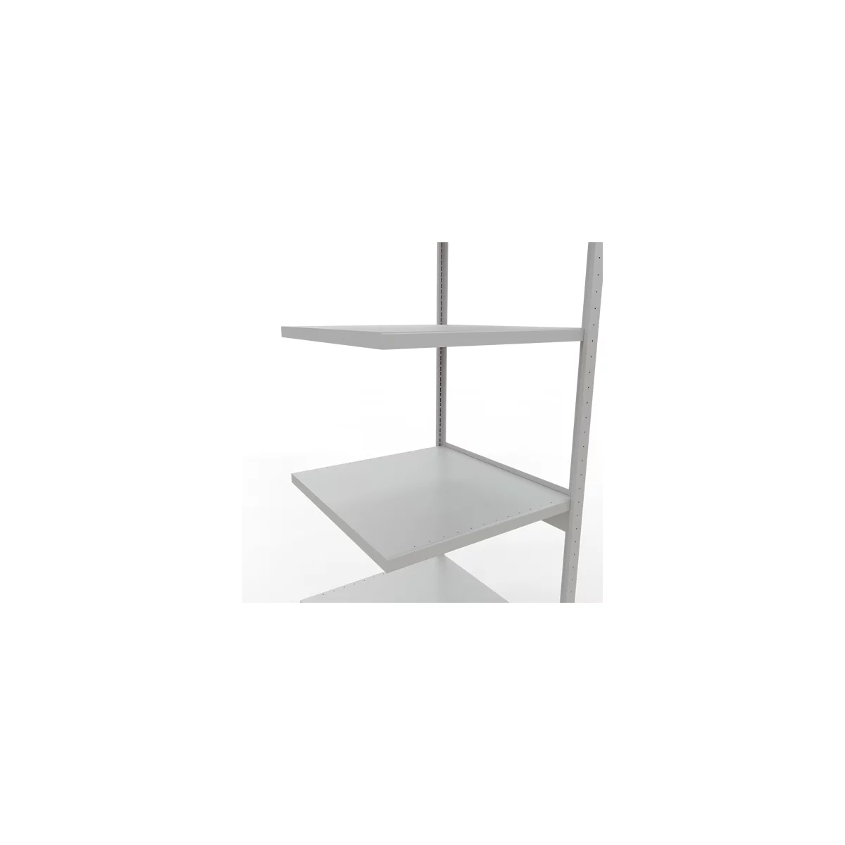 Schulte Lagertechnik Système de rayonnage à tablettes emboîtable MULTIplus 250, rayonnage annexe, verrou de longueur, 3000x750x800 mm, 7 tablettes, gris clair