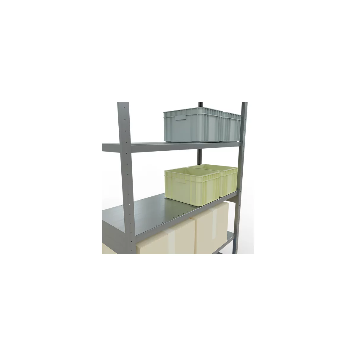 Schulte Lagertechnik Système de rayonnage à tablettes emboîtables MULTIplus 250, élément de base, verrou de longueur, 2500x1300x500 mm, 6 tablettes, galvanisé
