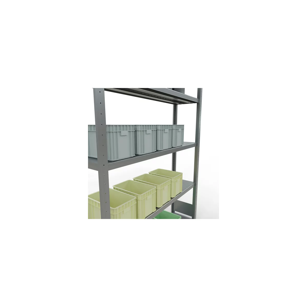 Schulte Lagertechnik Système de rayonnage à tablettes emboîtables MULTIplus 250, rayonnage de base, verrou de longueur, 2000x1300x300 mm, 5 tablettes, galvanisé