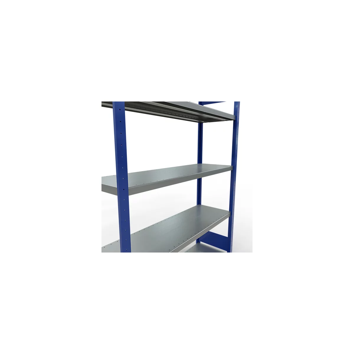 Schulte Lagertechnik Système de rayonnage à tablettes emboîtables MULTIplus 250, rayonnage de base, verrou de longueur, 2000x1300x400 mm, 5 tablettes, bleu gentiane/galvanisé
