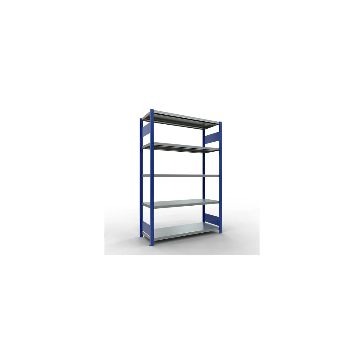 Schulte Lagertechnik Système de rayonnage à tablettes emboîtables MULTIplus 250, rayonnage de base, verrou de longueur, 2000x1300x500 mm, 5 tablettes, bleu gentiane/galvanisé