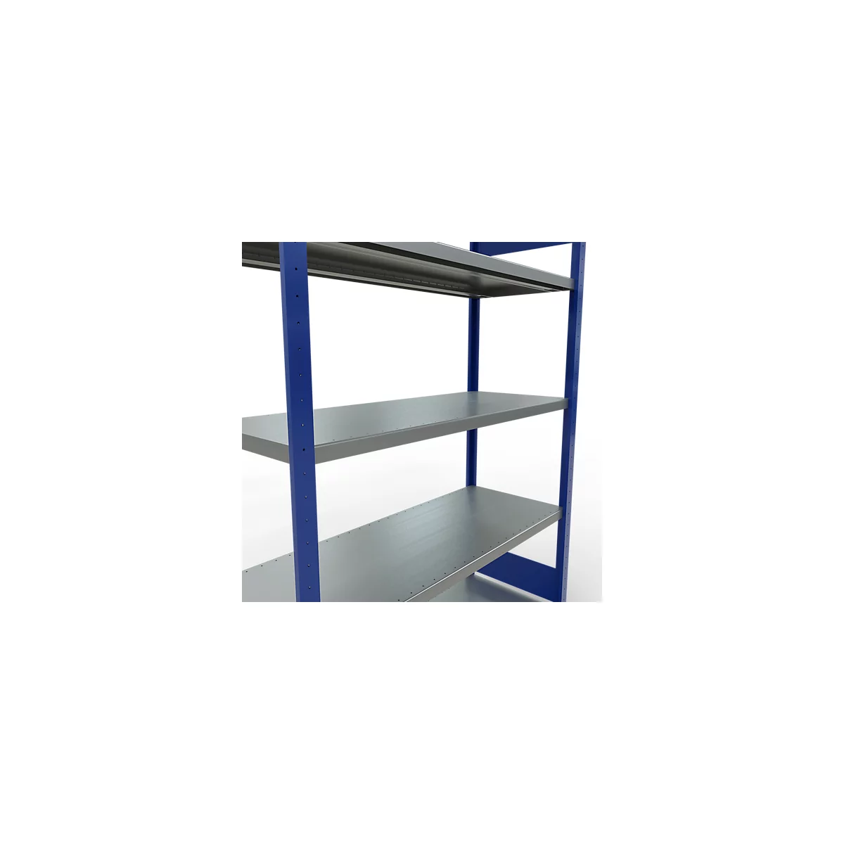 Schulte Lagertechnik Système de rayonnage à tablettes emboîtables MULTIplus 250, rayonnage de base, verrou de longueur, 2000x1300x500 mm, 5 tablettes, bleu gentiane/galvanisé