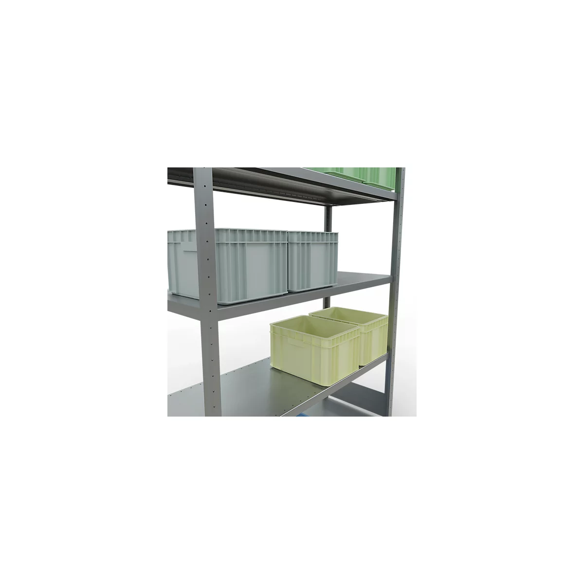 Schulte Lagertechnik Système de rayonnage à tablettes emboîtables MULTIplus 250, rayonnage de base, verrou de longueur, 2000x1300x500 mm, 5 tablettes, galvanisé